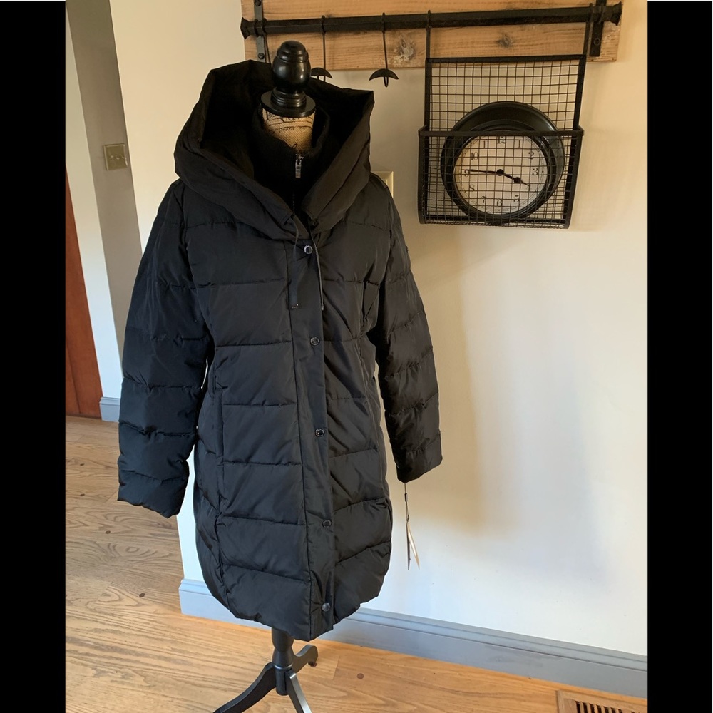 DONNA KARAN HOODED  LONG PUFFER JACKET NWT